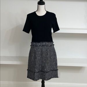 Ted Baker London Black and Gray Tweed Mini Dress